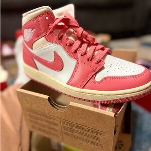 Nike Kids' Red and White High-Top Sneakers
